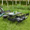 Set of 5, Folding Outdoor Table and Chair Set for Indoor, Outdoor Camping, Picnics, Beach,Backyard, BBQ, Party, Patio, Black/Gray