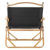 53*55*61cm Medium Size Aluminum Frame 600D Black Oxford Cloth Bearing 100kg Imitation Wood Grain Spray Paint Camping Chair Black