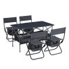 Set of 5, Folding Outdoor Table and Chair Set for Indoor, Outdoor Camping, Picnics, Beach,Backyard, BBQ, Party, Patio, Black/Gray