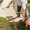 54.5*58*73.5cm Large Aluminum Frame 600D Khaki Oxford Fabric Loading 100kg Imitation Wood Grain Spray Paint Camping Chair Khaki