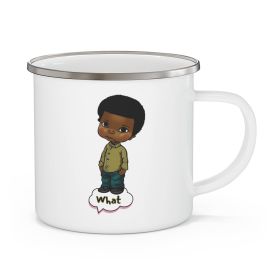 Enamel Camping Mug, What, African American Boy Illustration Art