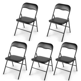 Folding and Stackable Chair Set, 5 Pack for Wedding, Picnic, Fishing and Camping, Black