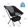 YSSOA, Ultralight Portable, Lightweight Foldable Chair for Backpacking for Outdoor Camp, Travel, Picnic, Hiking, 176 LBS Capacity, Black, 1-Pack