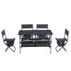 Set of 5, Folding Outdoor Table and Chair Set for Indoor, Outdoor Camping, Picnics, Beach,Backyard, BBQ, Party, Patio, Black/Gray