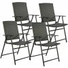 Outdoor Beach & Garden Lawn Chairs Set Of 4 Rattan Utility Folding Chair