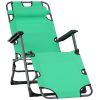 Outsunny Tanning Chair, 2-in-1 Beach Lounge Chair & Camping Chair w/ Pillow & Pocket, Adjustable Chaise for Sunbathing Outside, Patio, Poolside, Green