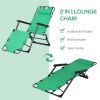 Outsunny Tanning Chair, 2-in-1 Beach Lounge Chair & Camping Chair w/ Pillow & Pocket, Adjustable Chaise for Sunbathing Outside, Patio, Poolside, Green