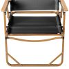 54.5*58*73.5cm Large Aluminum Frame 600D Khaki Oxford Fabric Loading 100kg Imitation Wood Grain Spray Paint Camping Chair Black