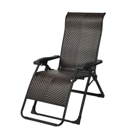 Portable Camping Rattan Folding Chair W/Armrest (Color: As pic show)