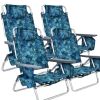 4-Pack 5-Position Outdoor Folding Backpack Beach Reclining Chair with Pillow