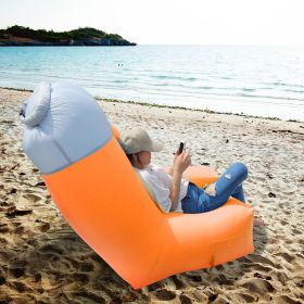 Inflatable Lounger Air Sofa Chair Couch with Portable Organizing Bag Waterproof Anti Leaking for Backyard Lakeside Beach Traveling Camping Picnics (Color: Orange)