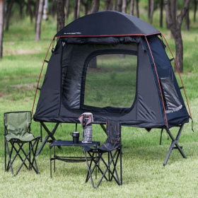 Outdoor Adventure With 1 Person Folding Pop Up Camping Cot Tent (Color: dark blue)