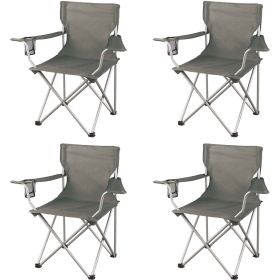 Classic Folding Camp Chairs, with Mesh Cup Holder,Set of 4, 32.10 x 19.10 x 32.10 Inches (Color: grey)