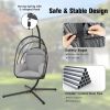 Hanging Folding Egg Chair with Stand Soft Cushion Pillow Swing Hammock