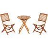 3 Pieces Patio Folding Wooden Bistro Set Cushioned Chair