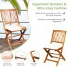 3 Pieces Patio Folding Wooden Bistro Set Cushioned Chair