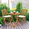 3 Pieces Patio Folding Wooden Bistro Set Cushioned Chair