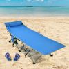 Folding Camping Cot with Side Storage Pocket Detachable Headrest