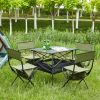 Set of 5, Folding Outdoor Table and Chairs Set for Indoor, Outdoor Camping, Picnics, Beach,Backyard, BBQ, Party, Patio, Black/Green