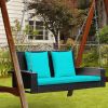 2-Person Wicker Hanging Porch Swing with 2 Back Cushions and 1 Seat Cushion